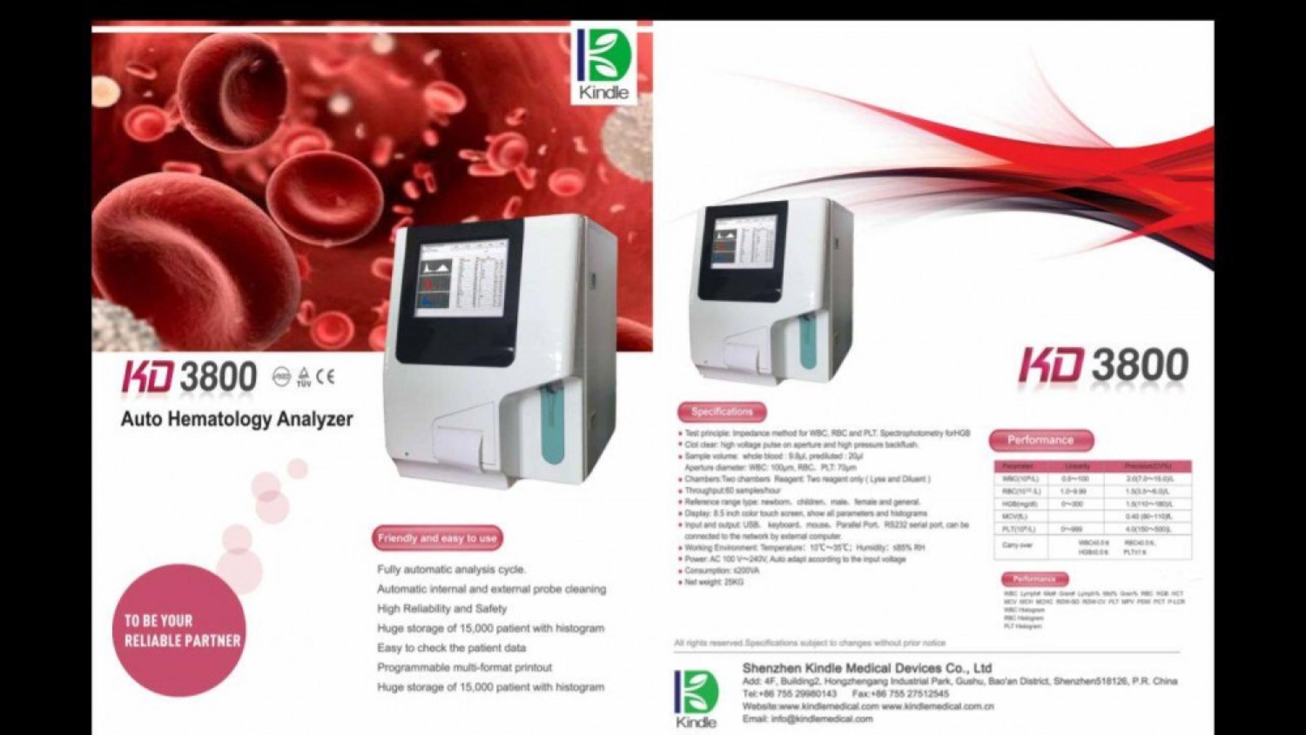 Hematology Analyzer KD 3800