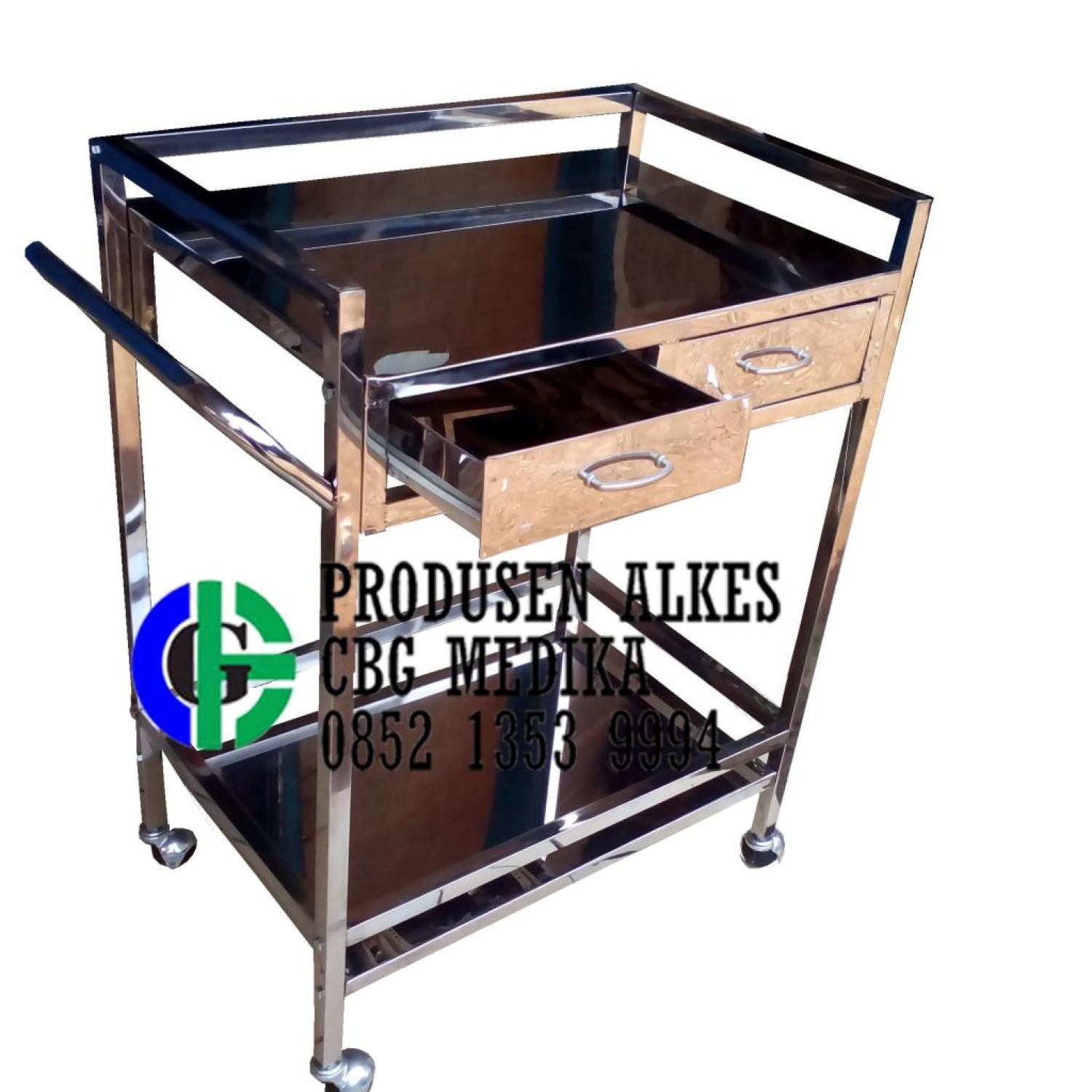 Troli 2 rak 2 laci stainless