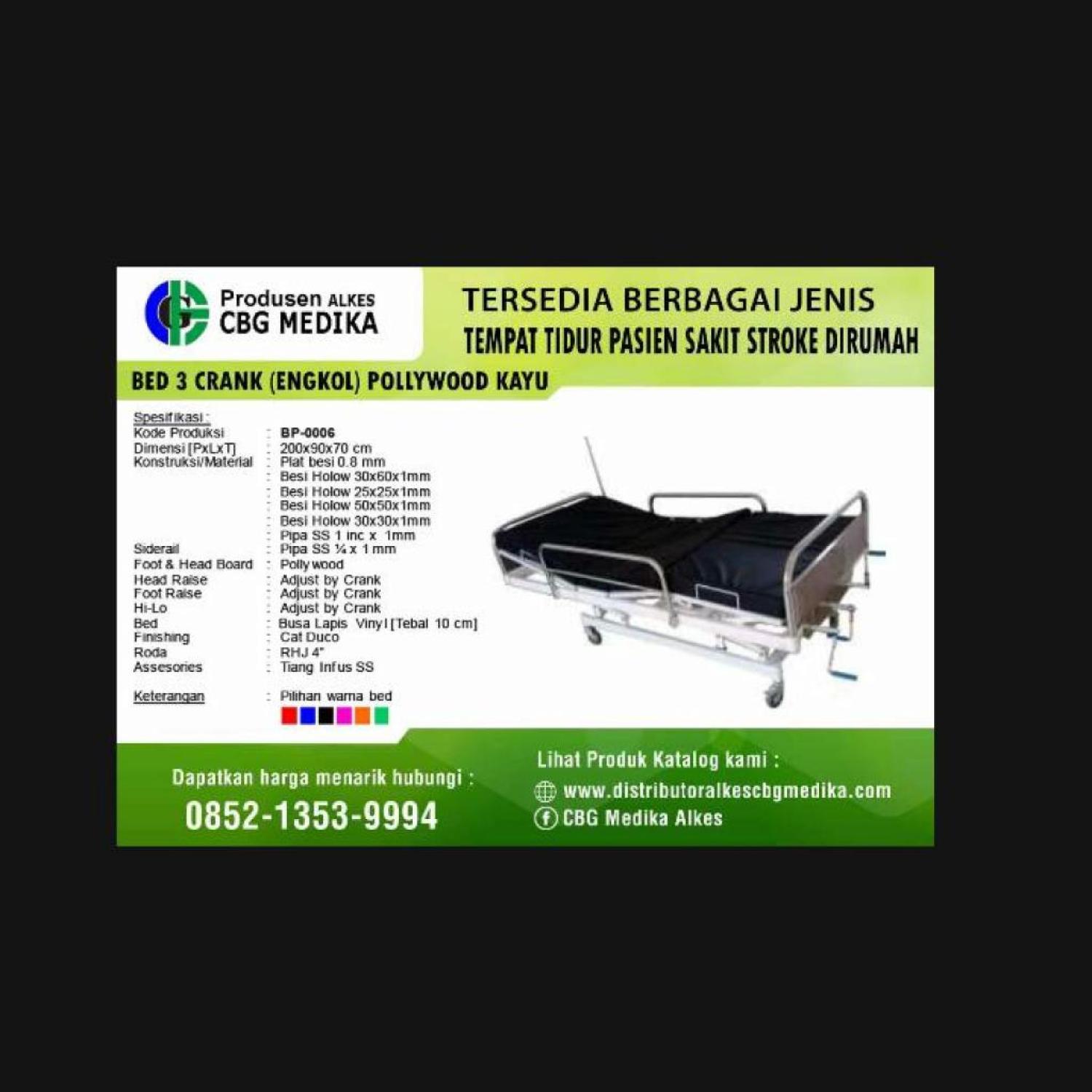 Jual tempat tidur pasien sakit stroke 3 engkol pollywood kayu