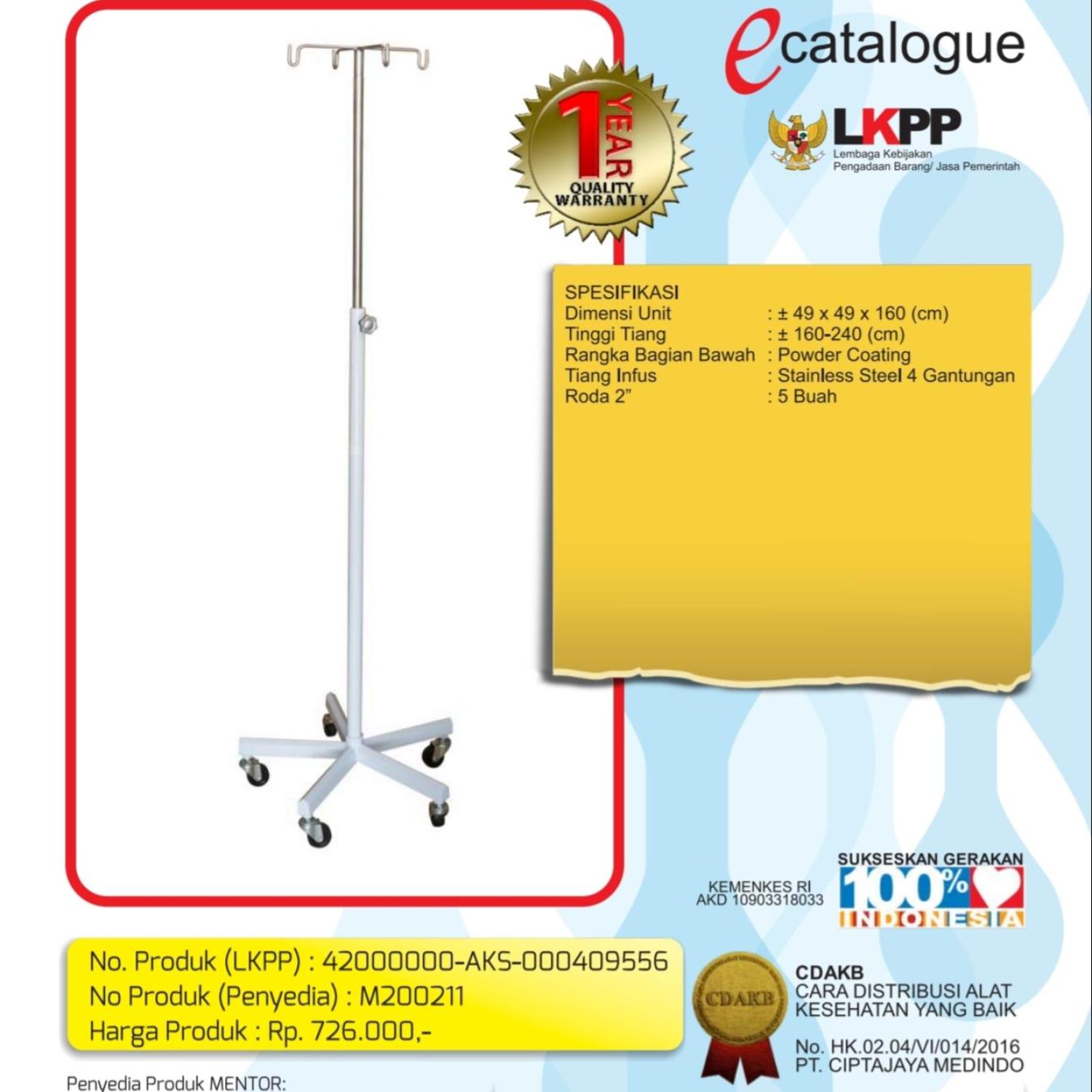 MENTOR Infusion Stand / Standard Infuse Powder Coating 4 Hooks STD-01