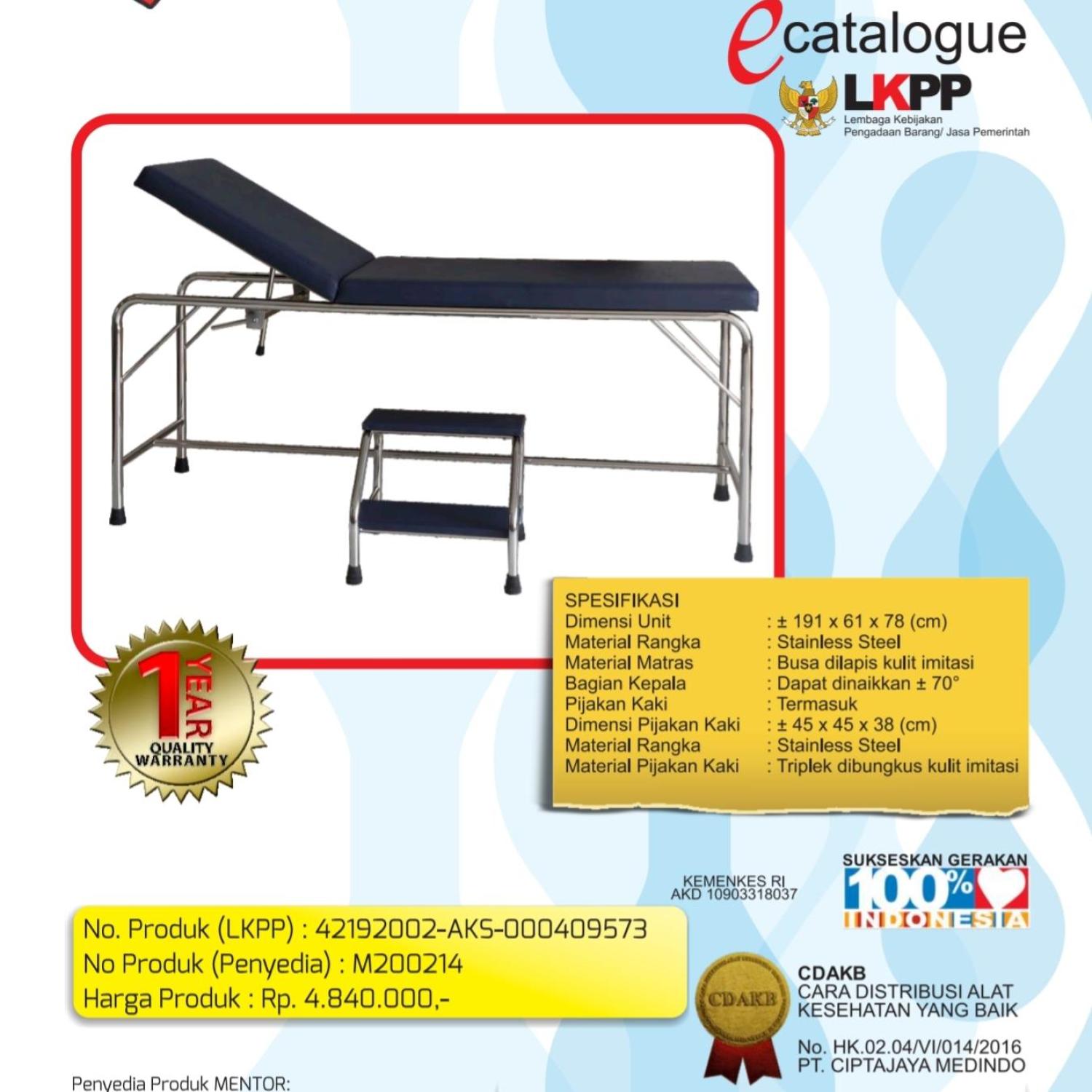 MENTOR Examination Table / Meja Eksaminasi Stainless Steel MEX-01