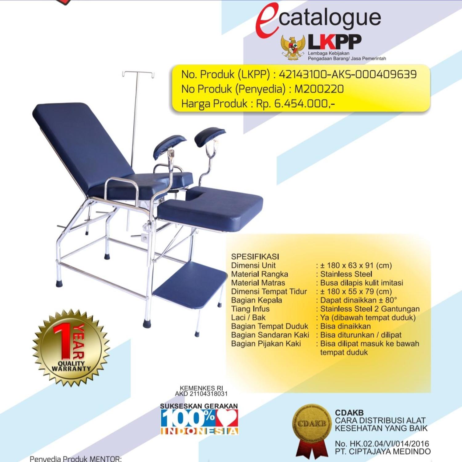 MENTOR Gynaecology Bed Chair / Meja Kursi Ginekologi Stainless Steel GYN-01