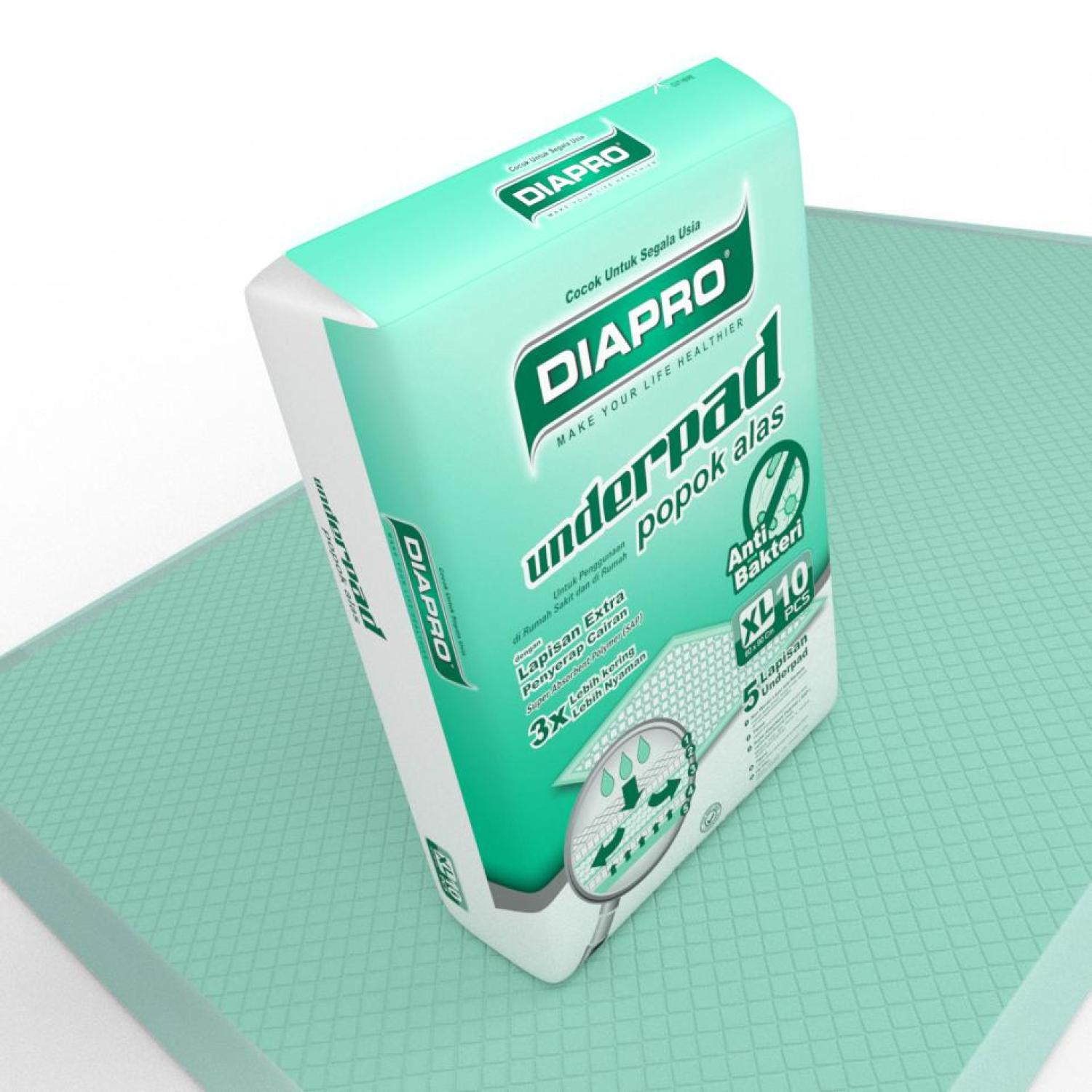 Popok Alas Dewasa Undepad Diapro Value isi 10pcs Size 60 x 90 cm Unfold Green