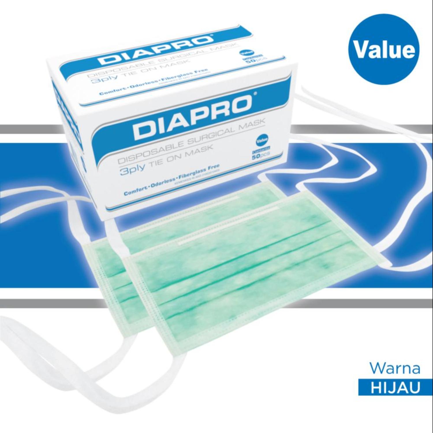 Masker Kesehatan Diapro value isi 50s 3Ply Tie On Green