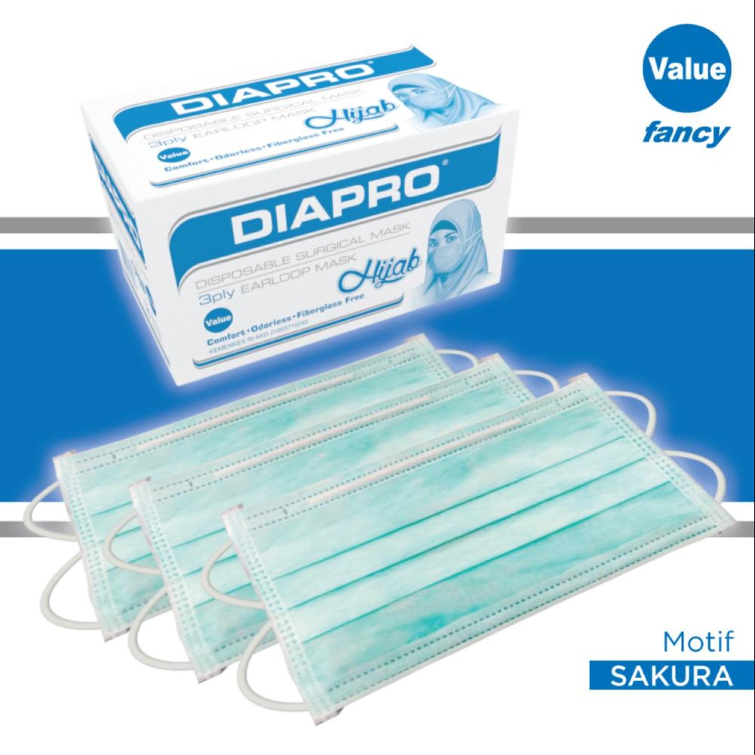 Masker Kesehatan Diapro Value Hijab Isi 50pcs 3Ply Green