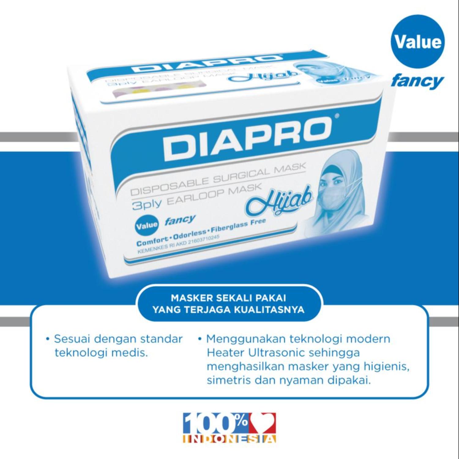 Masker Kesehatan Diapro Value Fancy Hijab Isi 50pcs 3Ply Motif Sakura