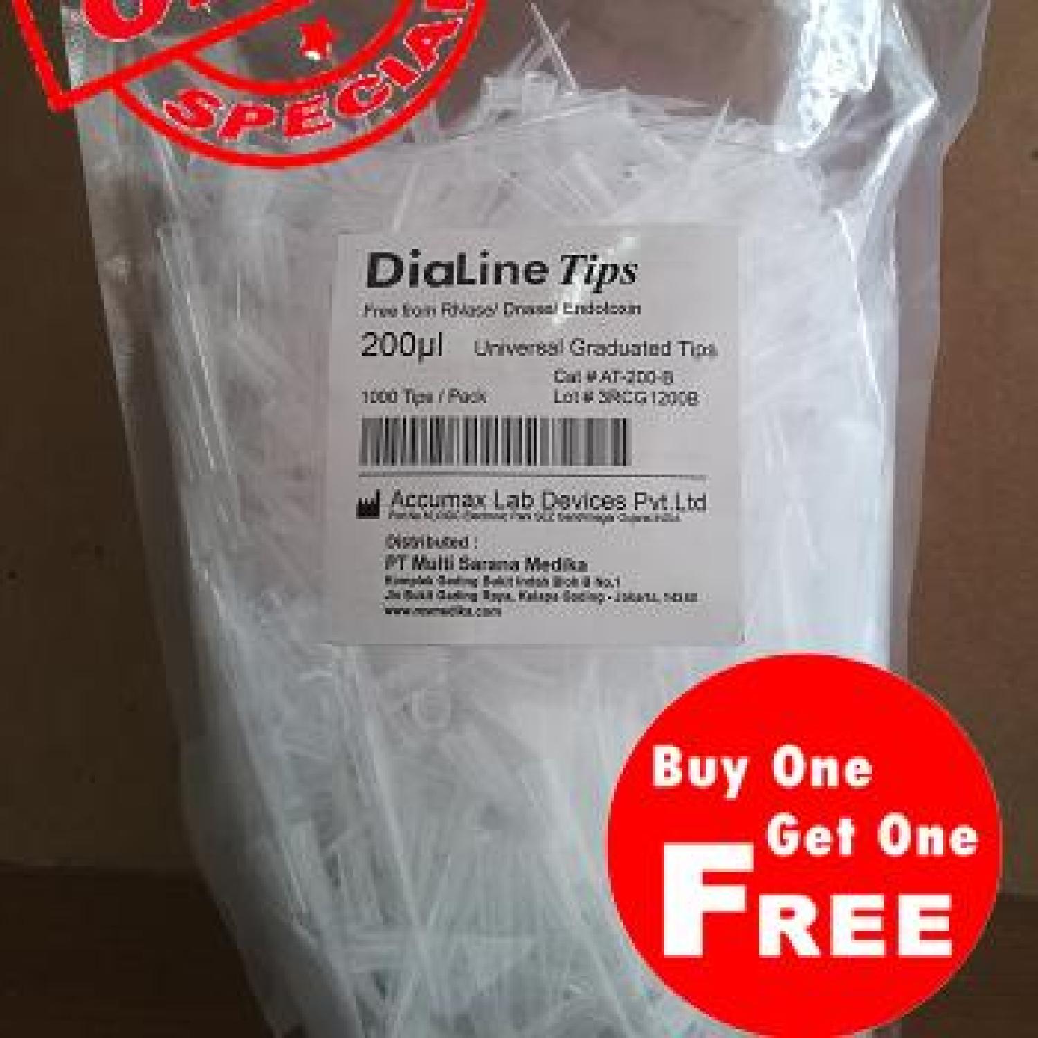 PROMO DiaLine Universal Graduated Micropipette Tips 200uL BUY 1 GET 1