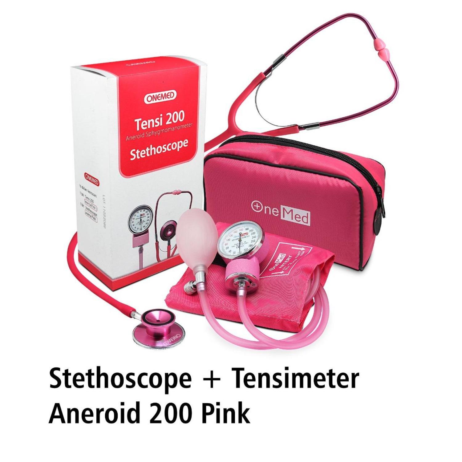 Tensimeter Aneroid 200 & Stetoscope Pink