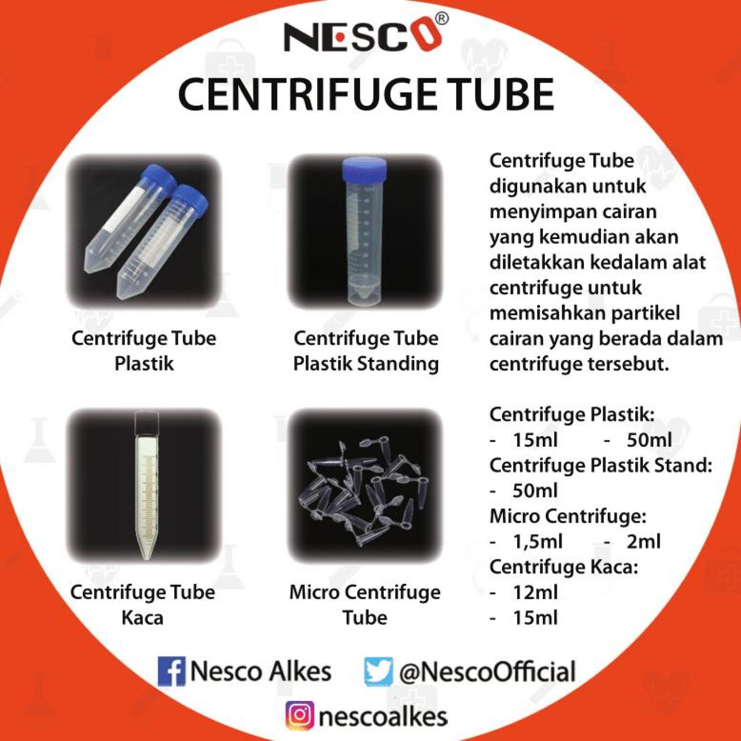 Centrifuge/Conical Tube Plastic w/Lid 15ml, KJ-324 isi 10pcs