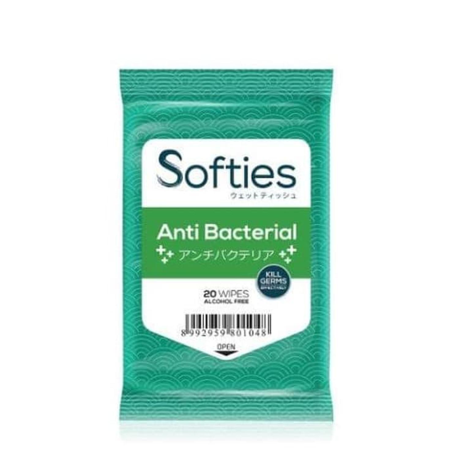 Softies Wet Wipes Anti Bacterial isi 20lembar Tissue Basah