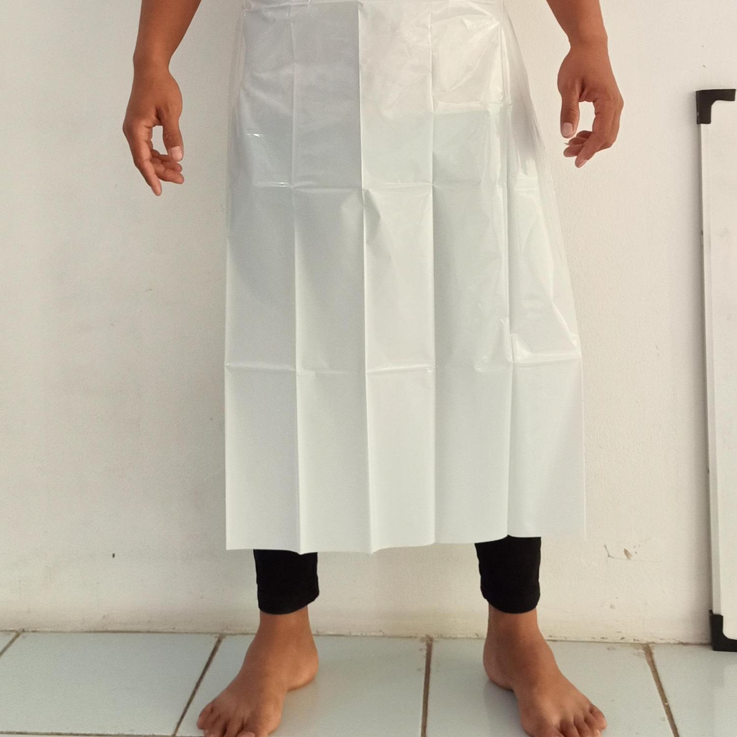 Apron Plastik Putih Disphosible 40 mikron