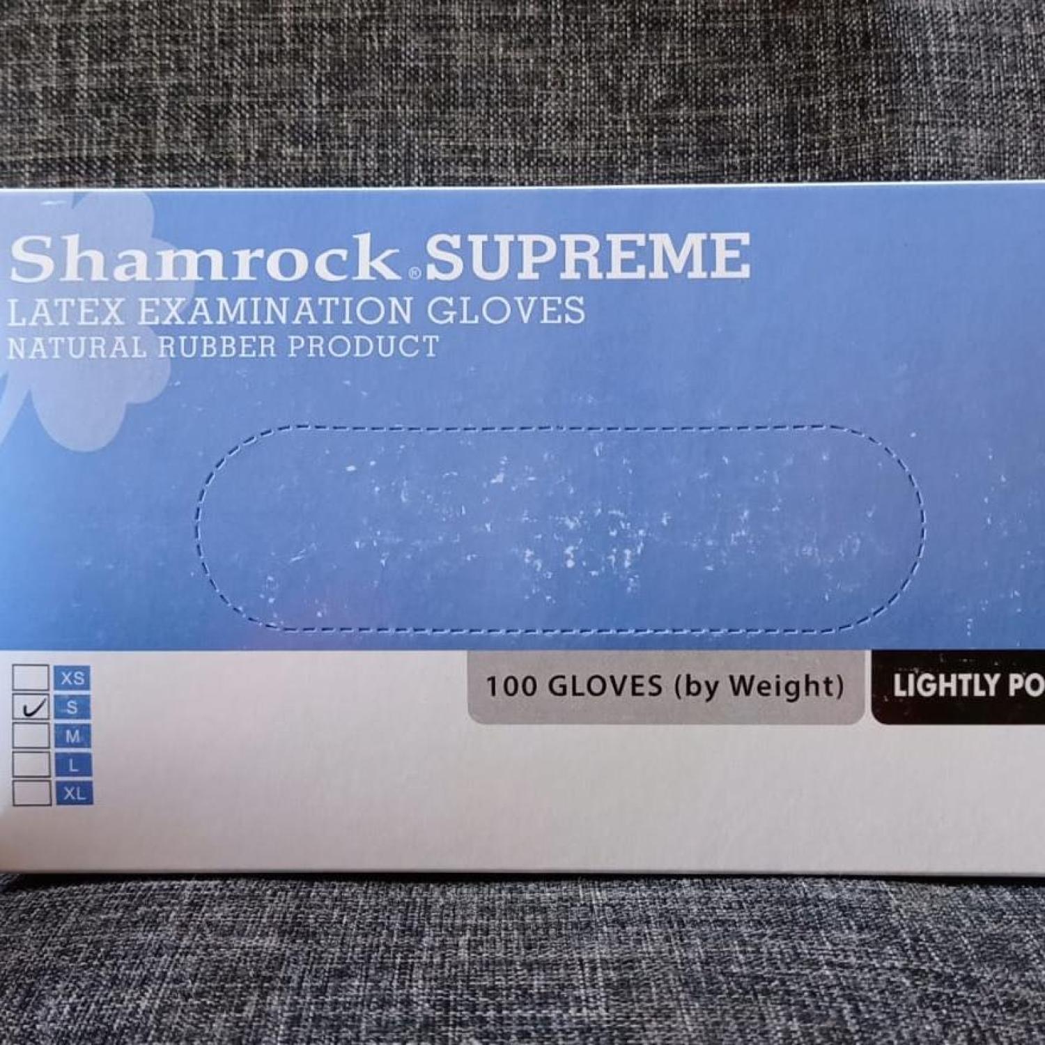 Shamrock SUPREME - Latex Examination Gloves (lightly powdered) Size S, M & L
