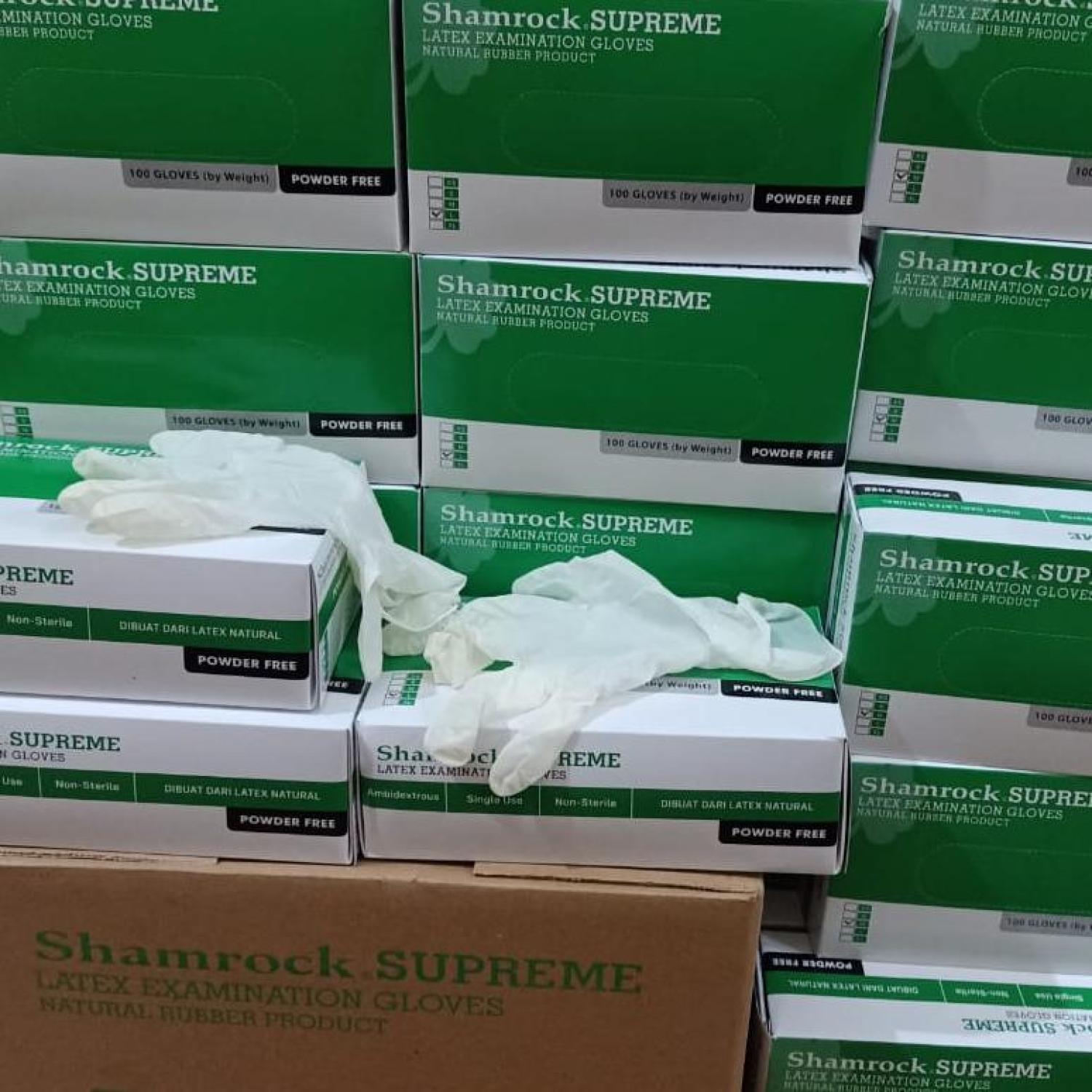 Shamrock SUPREME - Latex Examination Gloves (Powder-free) Size S , M & L