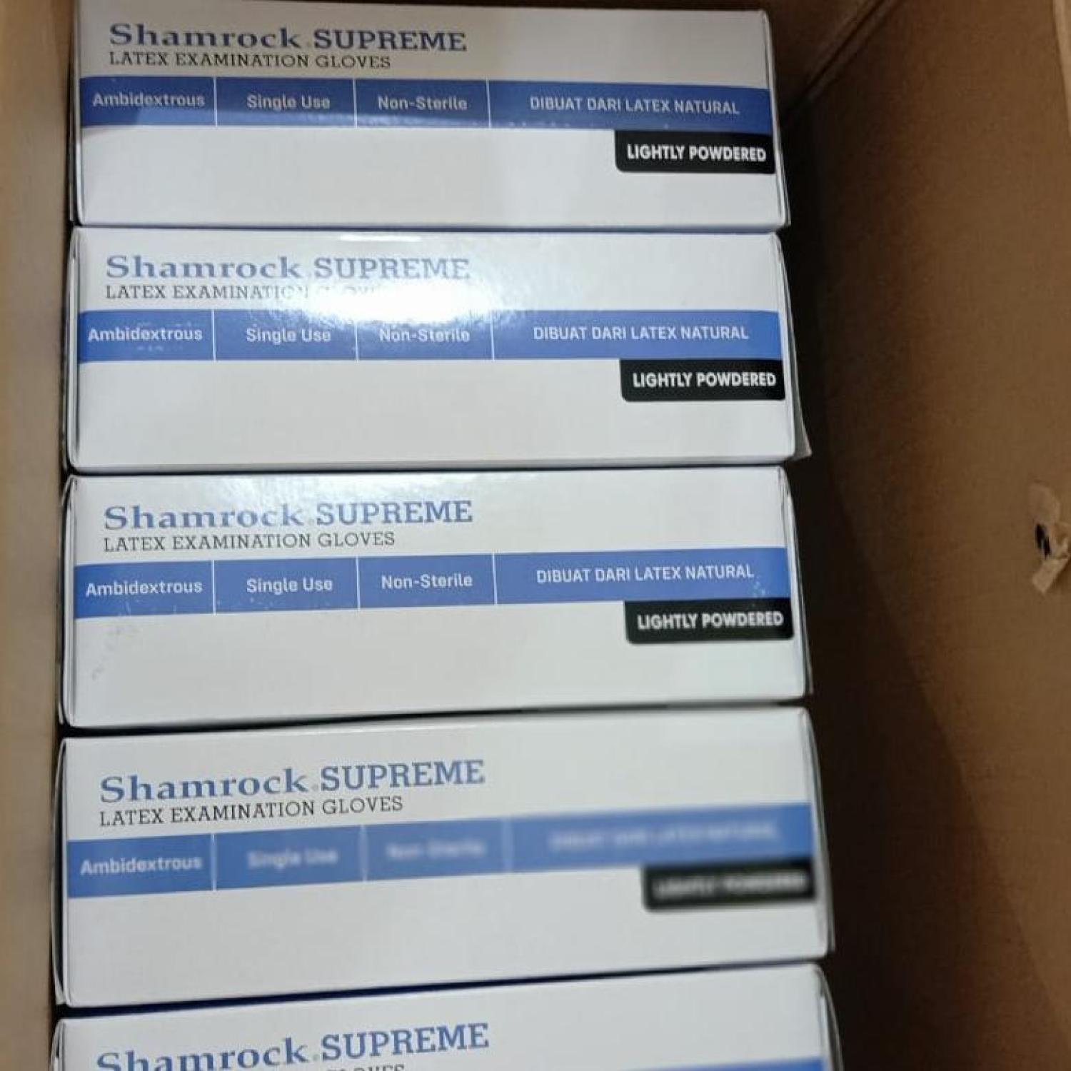 Shamrock SUPREME - Latex Examination Gloves (lightly powdered) Size S, M & L