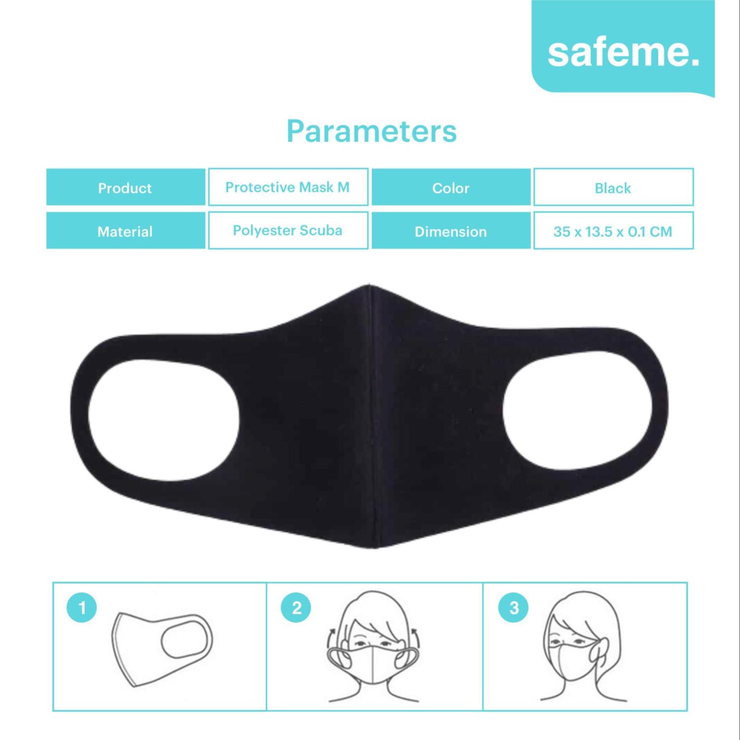 Masker Kain Scuba Hitam Korea Style Gramasi 280 Protective Mask Safeme Dewasa M