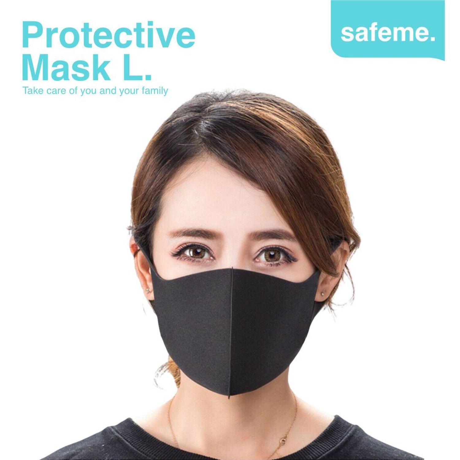 Masker Kain Scuba Hitam Korea Style Gramasi 270 Protective Mask Safeme Dewasa L