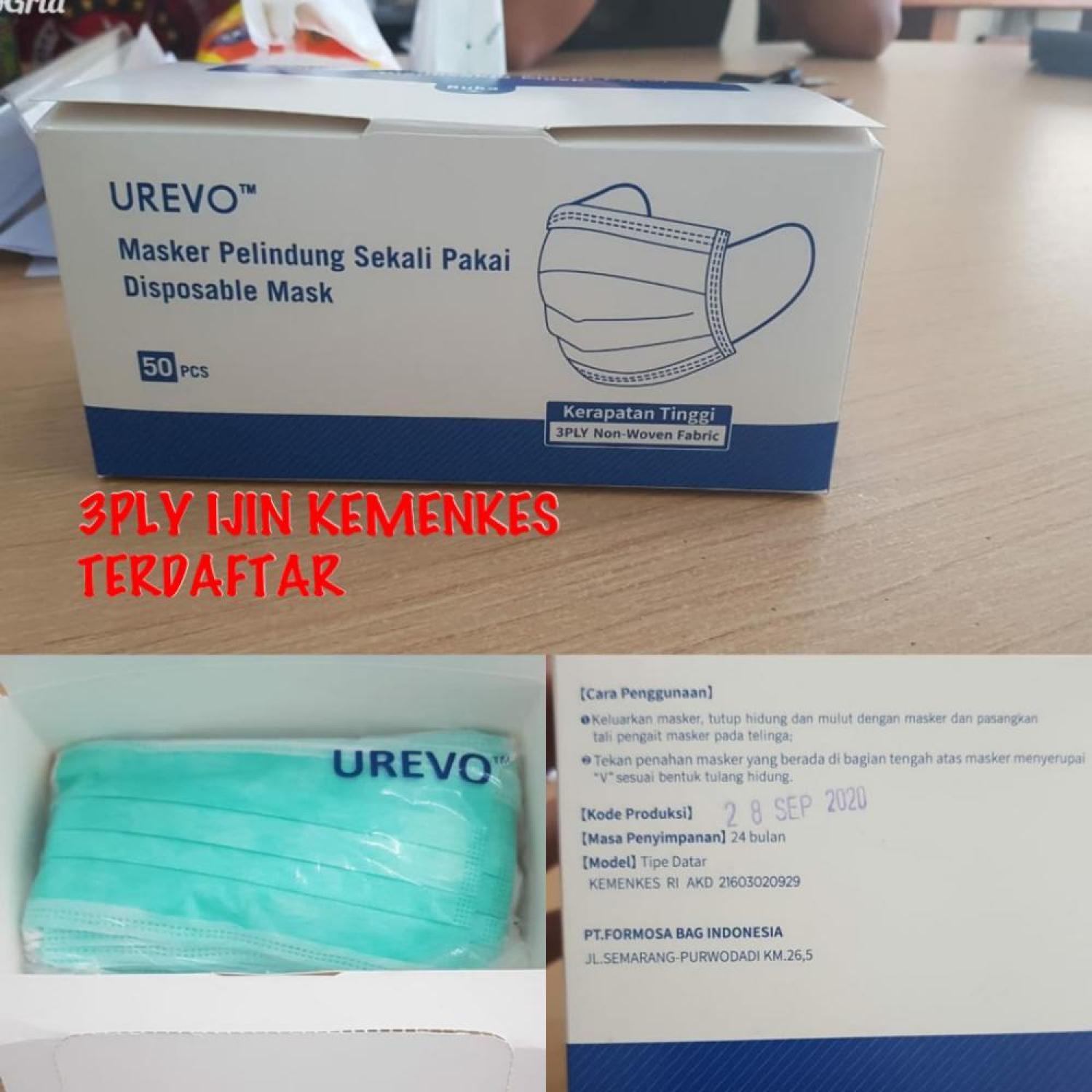 Masker urevo kemenkes 3ply earloop