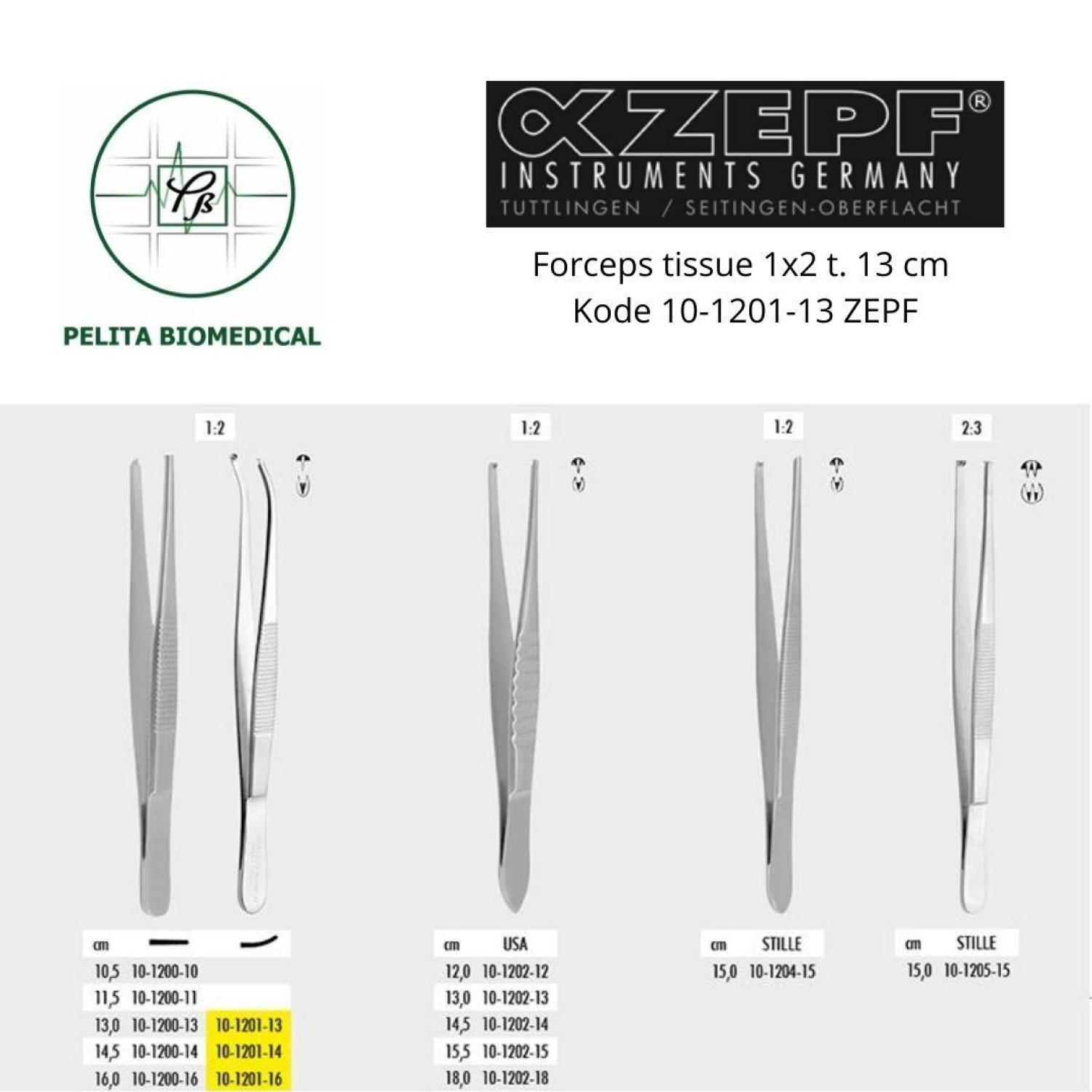 Forceps tissue 1x2 t. 13 cm kode 10-1201-13 ZEPF