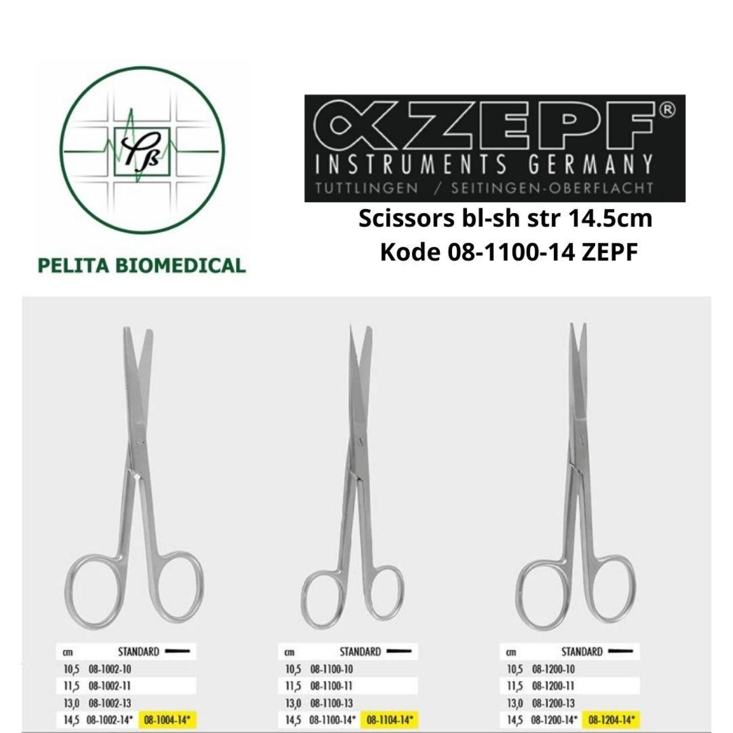 Scissors bl-sh str 14.5cm kode 08-1100-14 ZEPF