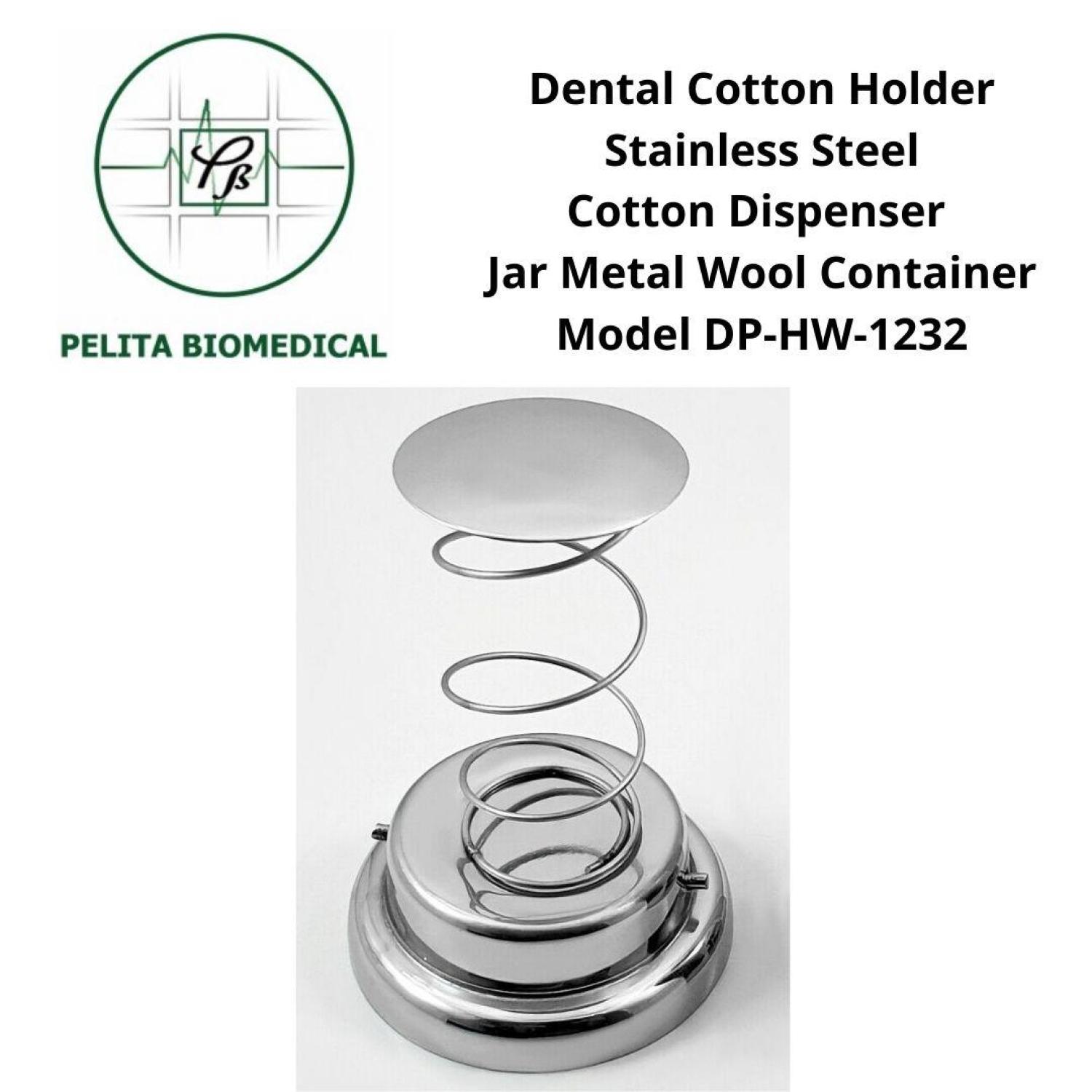 Dental Cotton Holder Stainless Steel Cotton Dispenser Jar Metal Wool Container Model DP-HW-1232