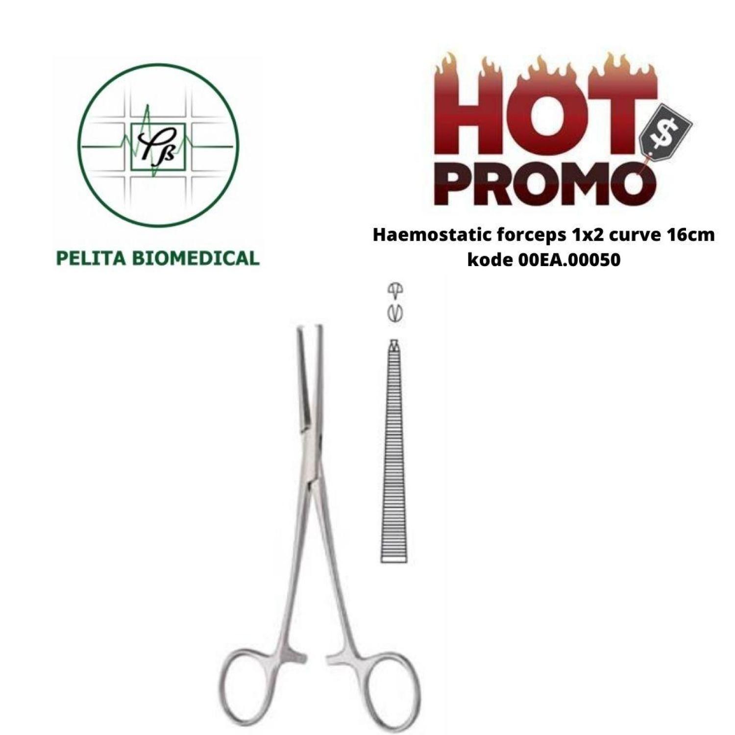 Haemostatic forceps 1x2 curve 16cm Kode 00EA.00050