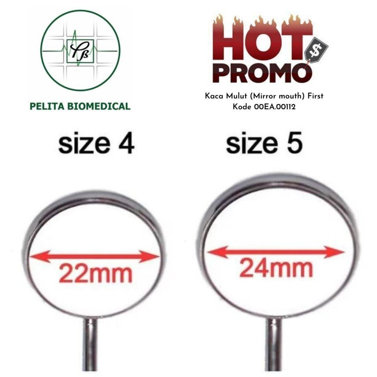 Kaca Mulut (Mirror mouth) First 2 Ukuran Diameter 22mm & 24mm Kode 00EA.00112