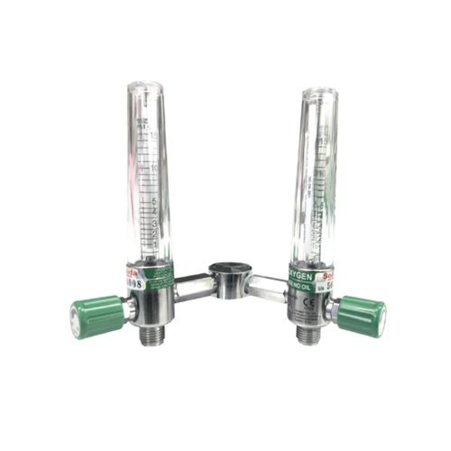 Twin O2  Flowmeter 0-15 LPM with Ohmeda Adapter