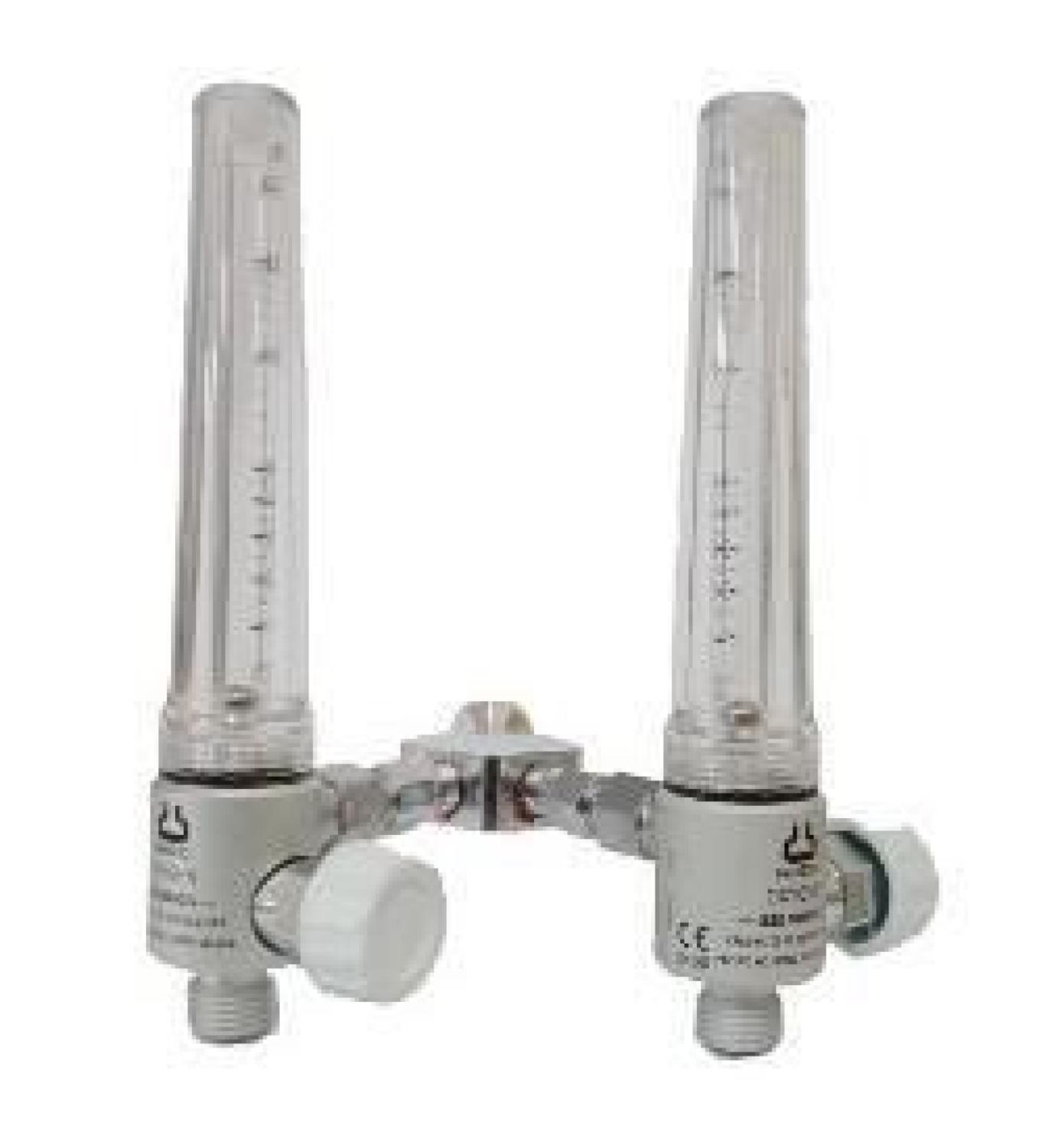 PAHSCO Twin Flowmeter Oksigen 0 -15 LPM FULL SET with Reusable Humidifier 135 ML and Adapter