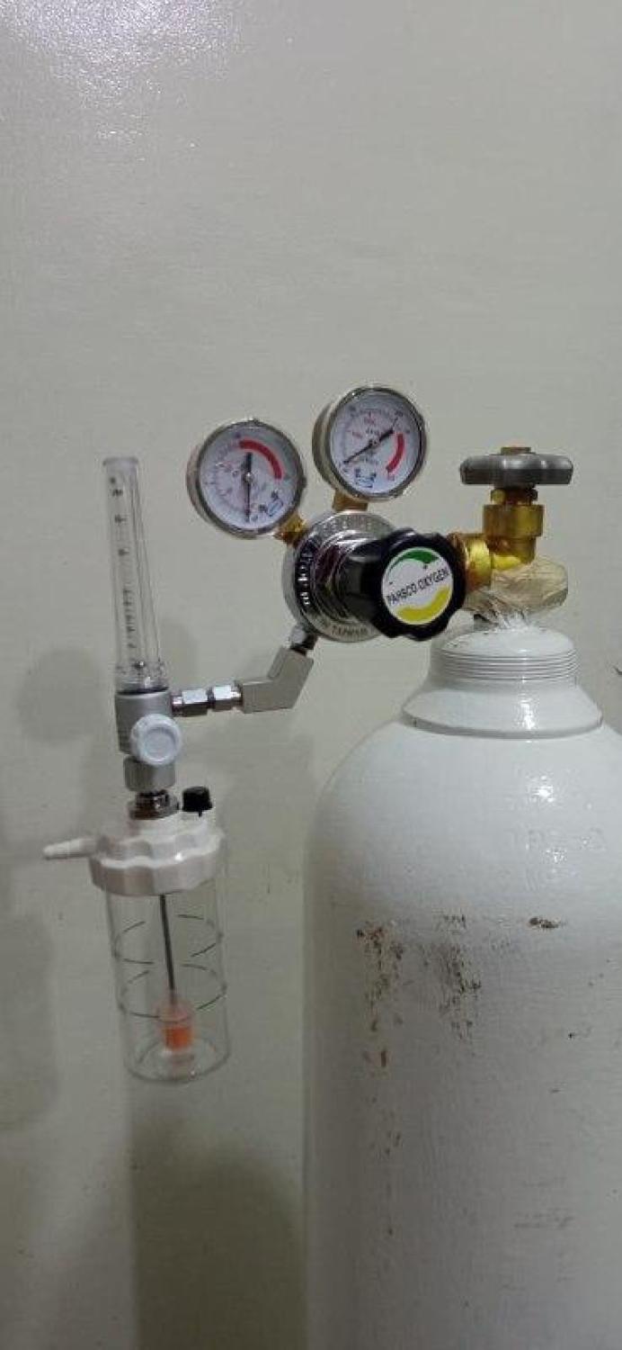 PAHSCO Flowmeter (Regulator) Oksigen 0- 15 LPM (Adult / Dewasa) FULL SET with Reusable Humidifier 135 ML and Regulator Tabung