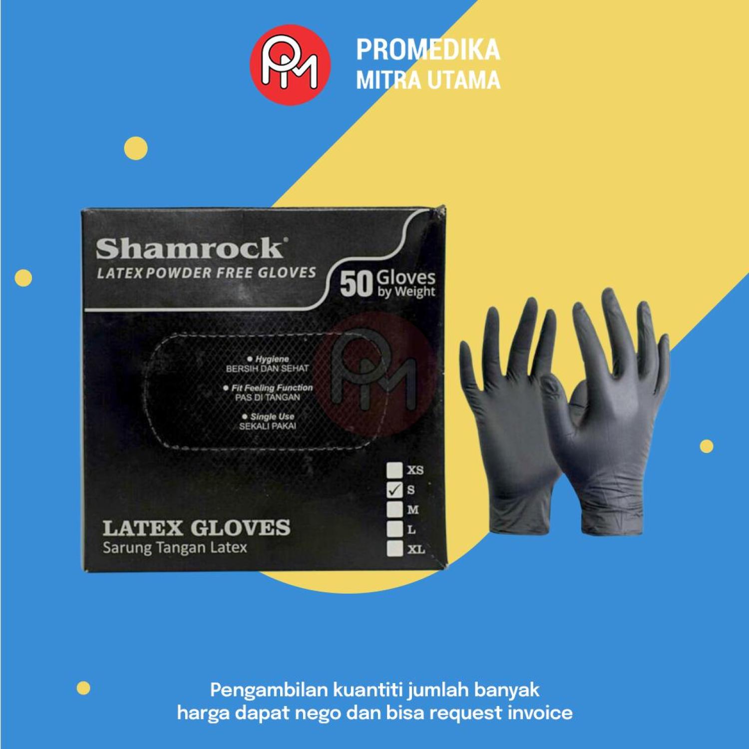 Sarung Tangan Latex Free Powder Shamrock Warna Hitam