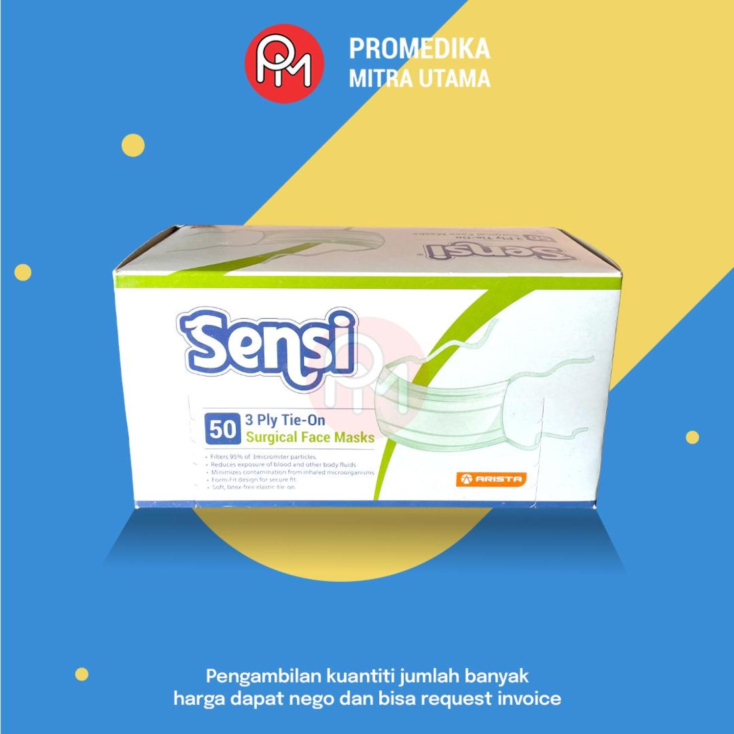 Masker Medis Sensi Tie-on Isi 50 Pcs Tali