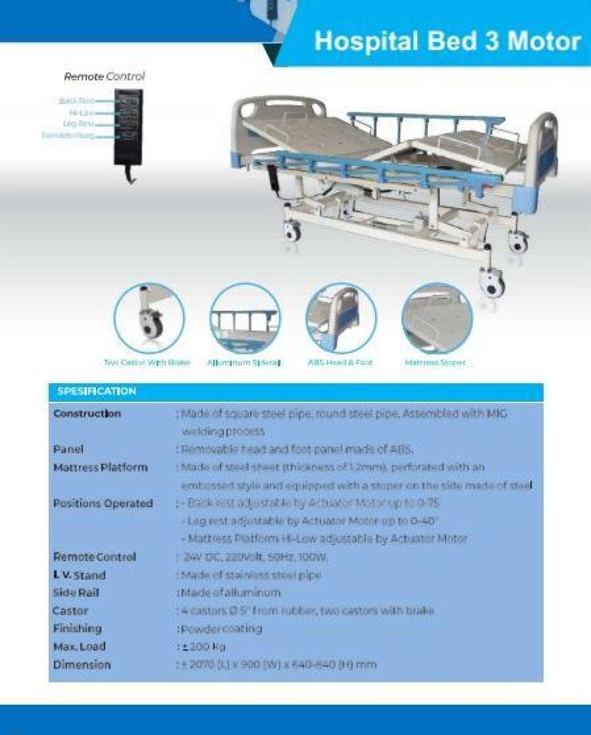 Terbaru !!! LMJ Ranjang pasien Simple/ Hospital Bed dengan Remote - Bed 3 Motor
