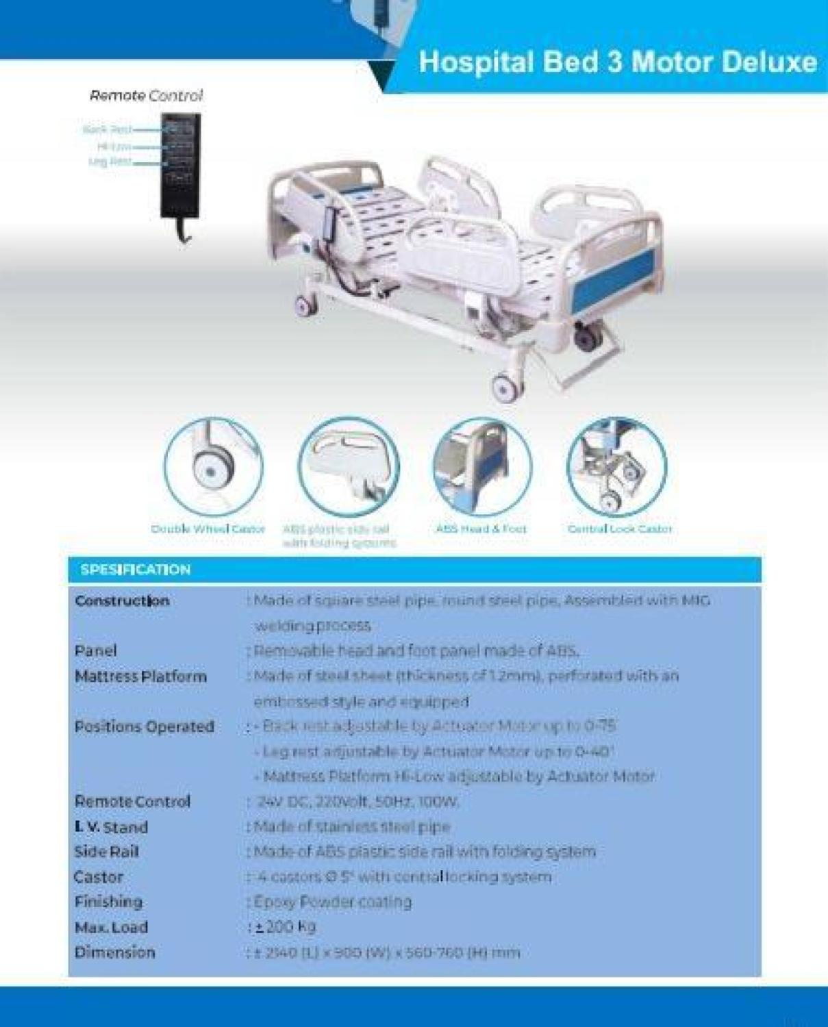 Terbaru !!! LMJ Ranjang pasien Simple/ Hospital Bed dengan Remote - 3 Motor Deluxe