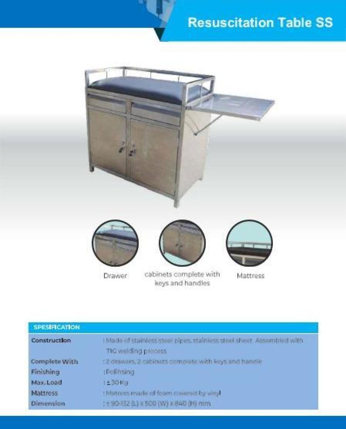 Meja Resusitasi Resuscitation Table Besi/Resuscitation Table - Table SS