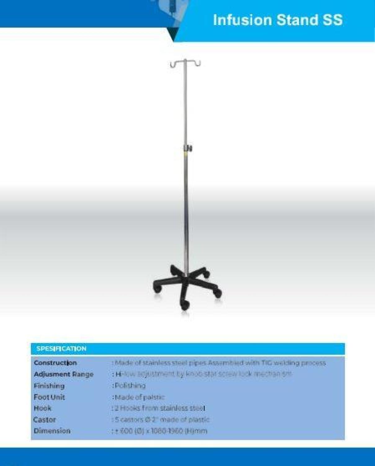NEW ! Tiang infus stainless steel / Tiang infus 5 roda - Stand SS
