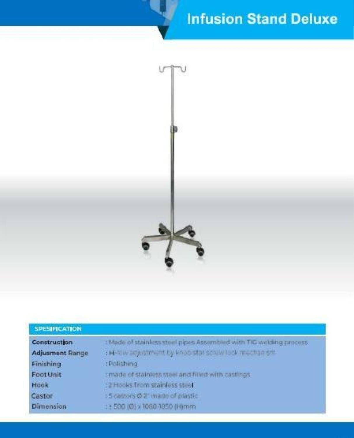 Tiang infus stainless steel / Tiang infus 5 roda - Stand Deluxe