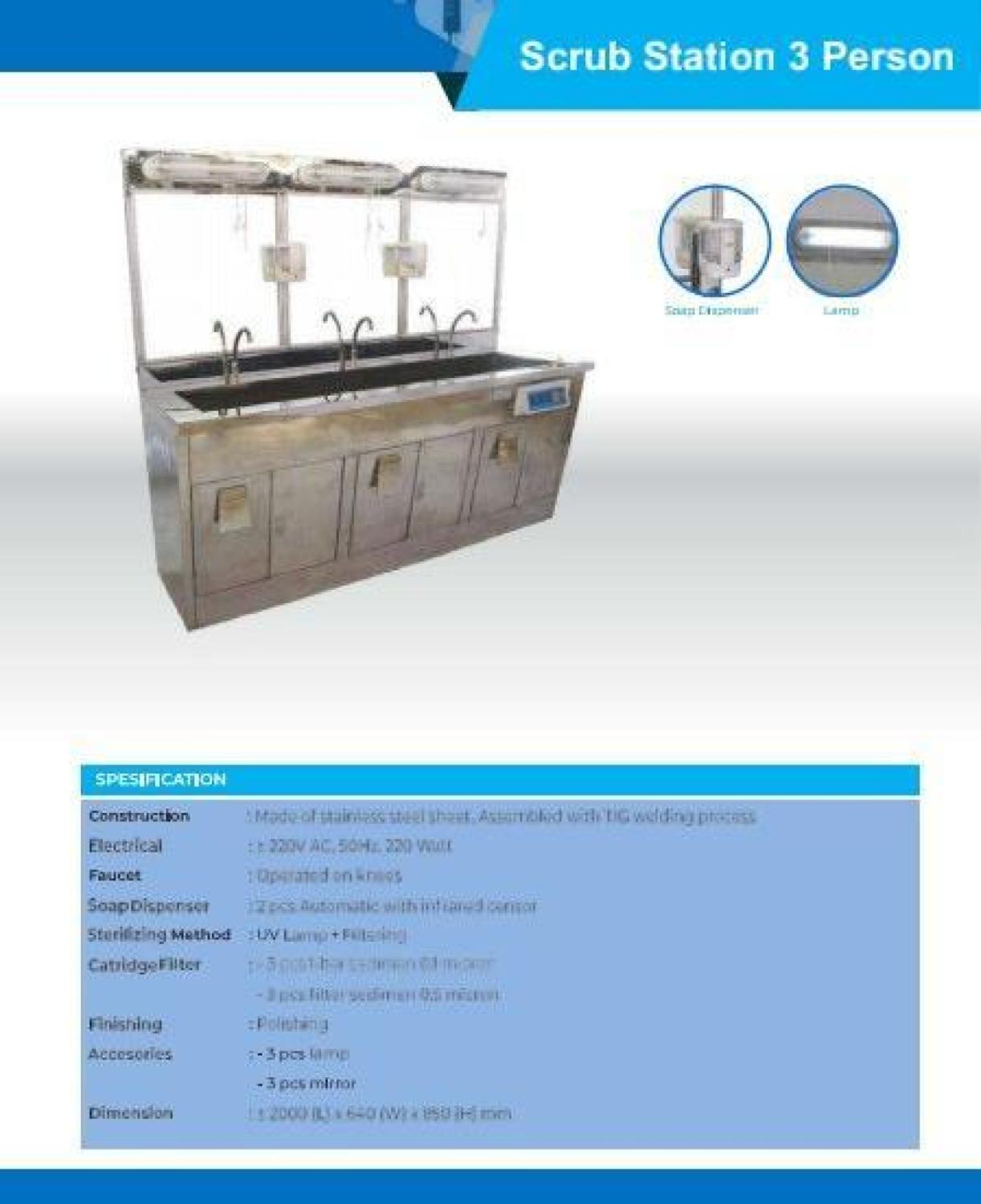 Bak cuci tangan bagi dokter ahli bedah/Scrub station 1,2,3 person-LMJ - 3 Person