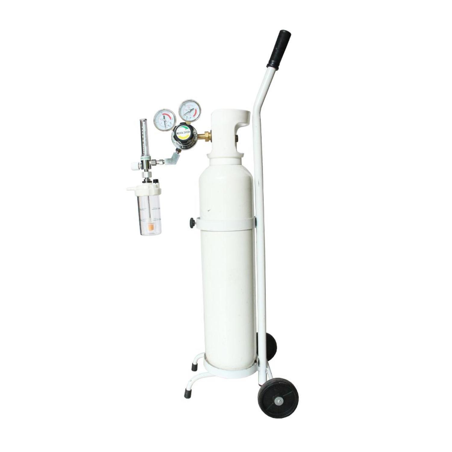 FRES REGULATOR FLOWMETER OKSIGEN DEWASA 0 - 15 LPM LENGKAP TABUNG OKSIGEN + TROLY + HUMIDIFIER 135 ML