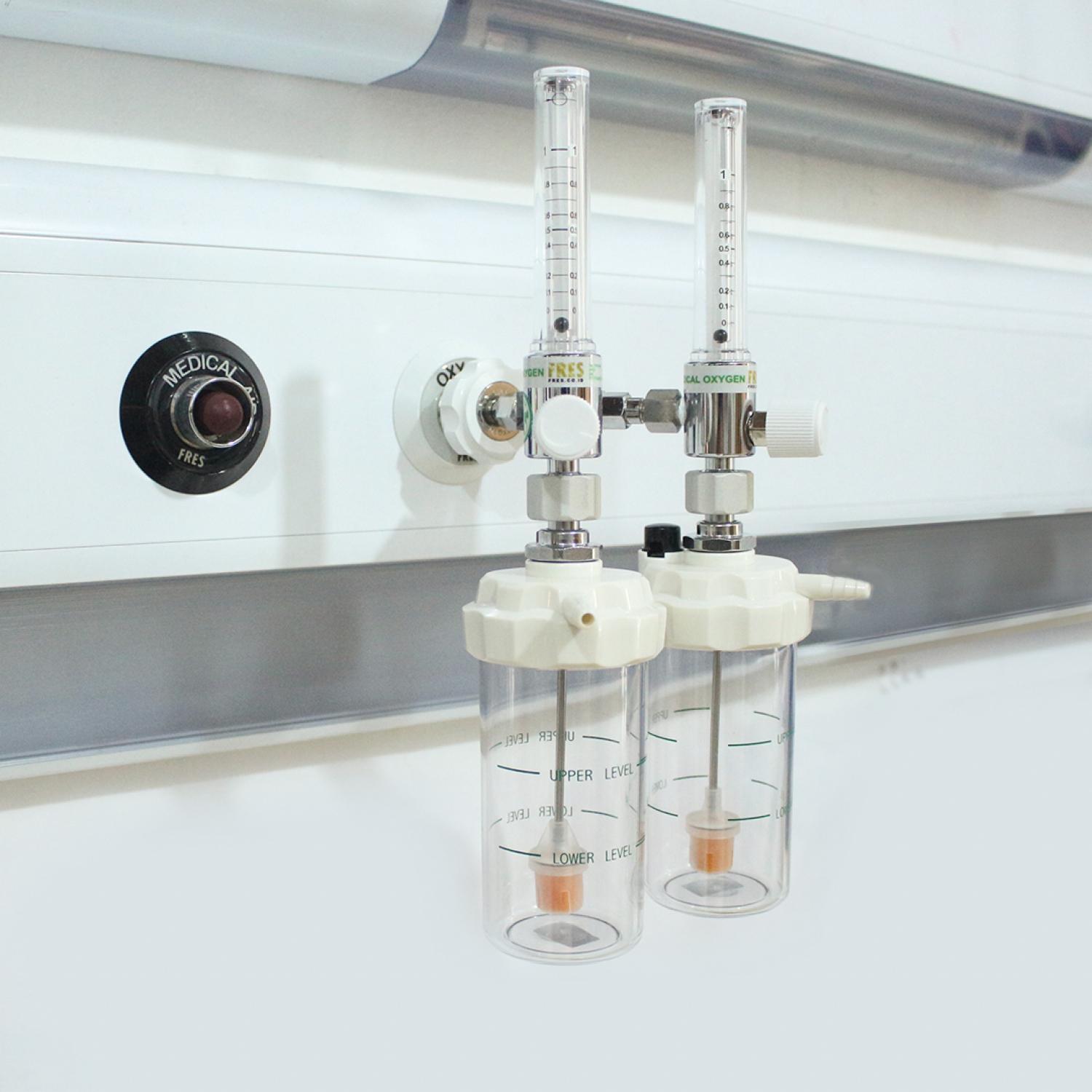 FRES TWIN FLOWMETER OKSIGEN BAYI 0,1 -1,0 LPM FULL SET HUMIDIFIER 135 ML