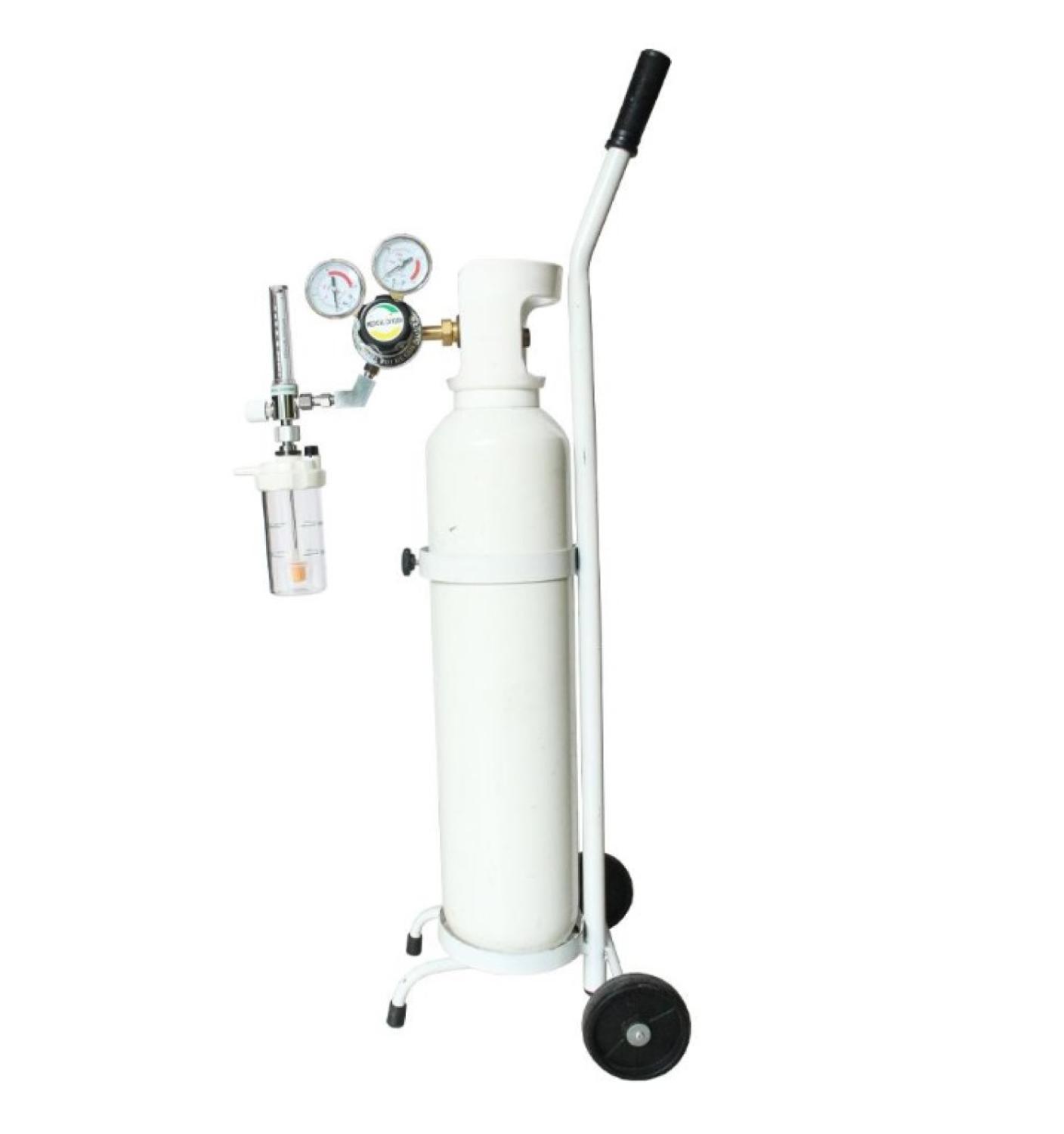 FRES REGULATOR FLOWMETER OKSIGEN DEWASA 0,1 - 1 LPM LENGKAP TABUNG OKSIGEN + TROLY + HUMIDIFIER 135 ML