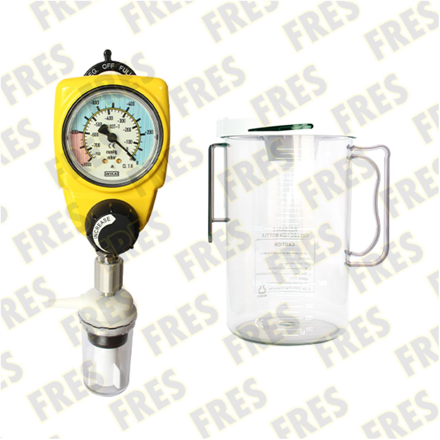 PAHSCO Vacuum (Suction) Regulator 0-760 mmHg (Adult / Dewasa) FULL SET with Reusable Collection Bottle H06411 (POLYSULFONE) and Accecories