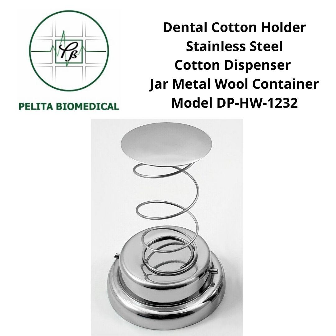 Jual Dental Cotton Holder Stainless Steel Cotton Dispenser Jar Metal